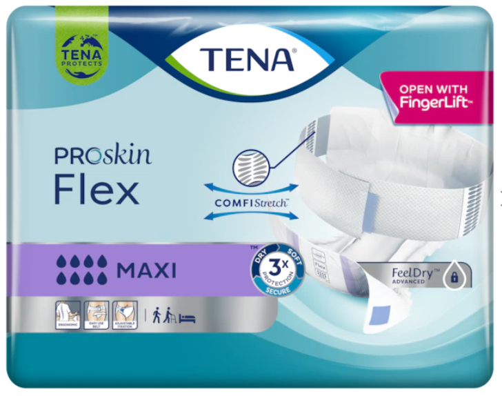 [730453] TENA ProSkin Flex Maxi, change complet absorbants avec ceinture (S)