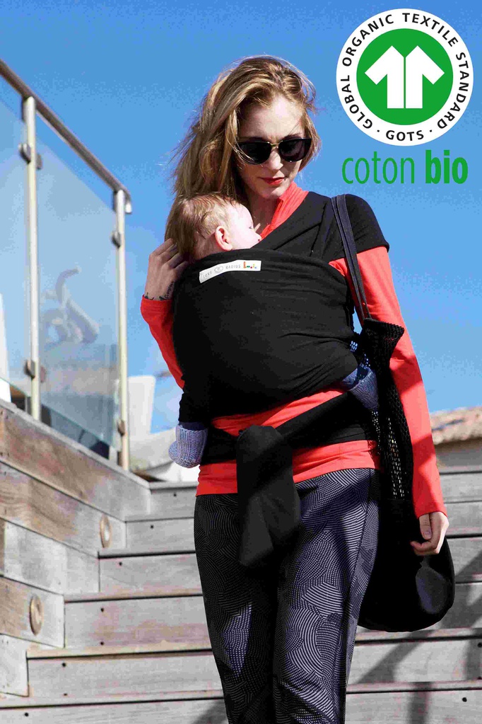 [BAB-NOIR] Cadeau naissance - Écharpe de portage BASIC en fibres bio – Love Radius (Presque Noir)