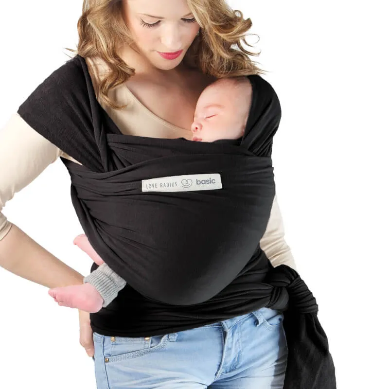 [BAB-NOIR] Cadeau naissance - Écharpe de portage BASIC en fibres bio – Love Radius (Presque Noir)