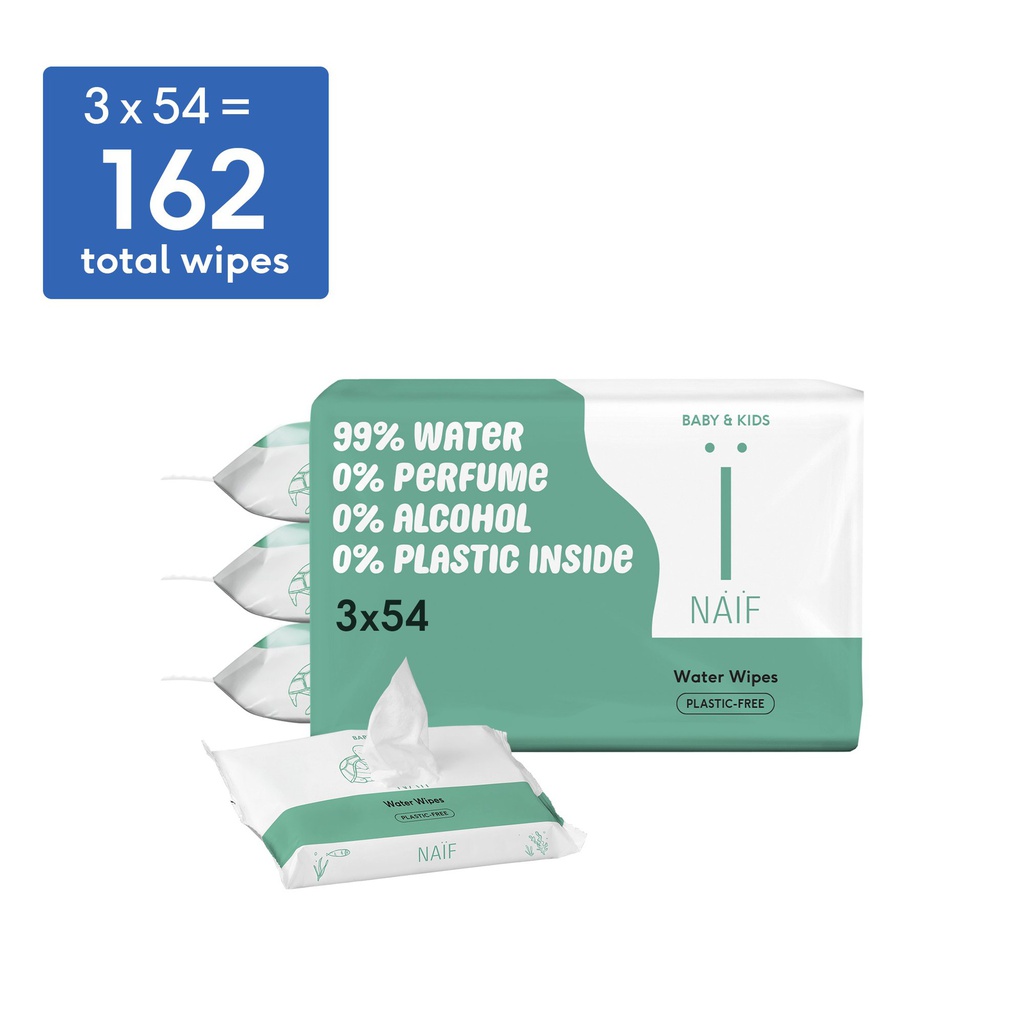 [P091] Naïf - Lingettes bébé sans plastique (3x54 lingettes)